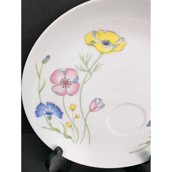 Flower Garden Fine China Seymour Mann Inc 8 1/4" Snack Plate Set of 4 No Cups - Picture 4 of 11